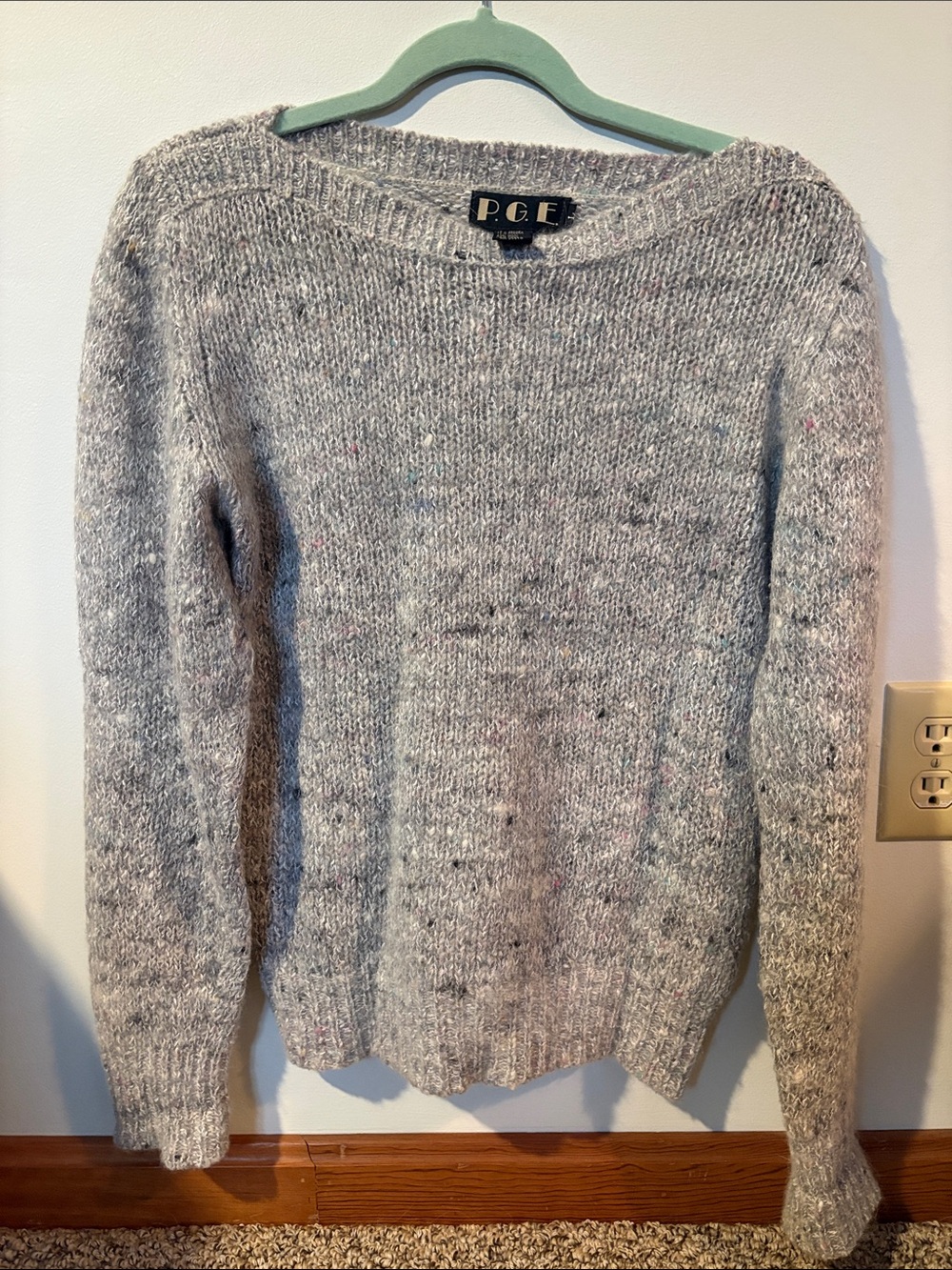 Vintage PGE Women's Grey wool and mohair sweater